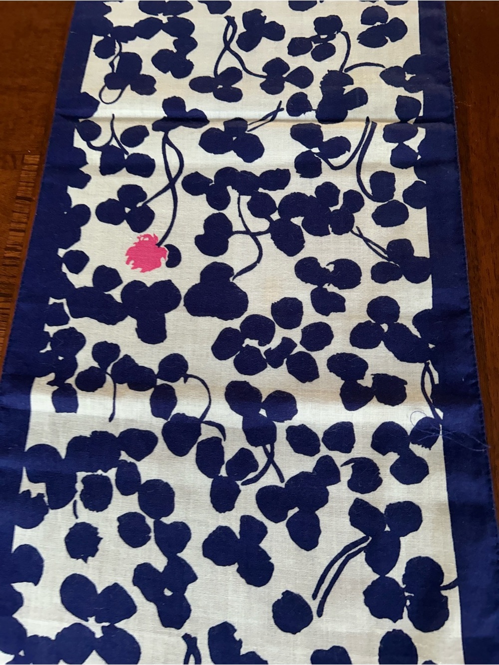 Navy Floral Print Scarf with Pink Accent by Eva in Italy